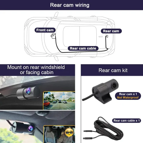 Vista 5 de FITCAMX Cámara frontal 2K+ trasera 1080P para salpicadero, se adapta para Toyota Tundra 2022-2026 híbrido y Sequoia 2023-2026 (Gen3), estilo OEM