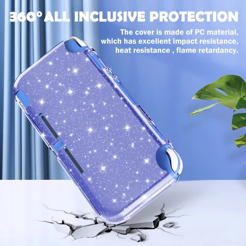 Vista 3 de DLseego Purple Glitter Protective Case For Switch Lite, Bling Clear Crystal Soft TPU Cover with Shock-Absorption and Anti-Scratch Design, Cute