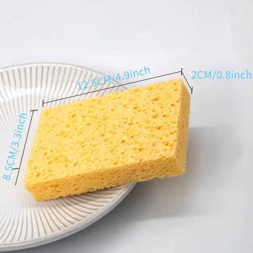 Vista 2 de Paquete de 10 esponjas de lavado de cocina, esponjas de celulosa natural biodegradables, esponjas desplegables que no rayan para encimeras