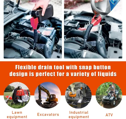 Vista 6 de Kewucn 2 piezas de embudo flexible de drenaje de aceite para coche, embudo de plástico con cierre de presión, embudo de combustible automotriz