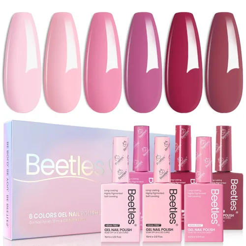 Vista 8 de Beetles - Kit de 23 esmaltes de uñas de gel con luz UV, kit de esmalte de gel de 12 colores 1-Elegancia acogedora