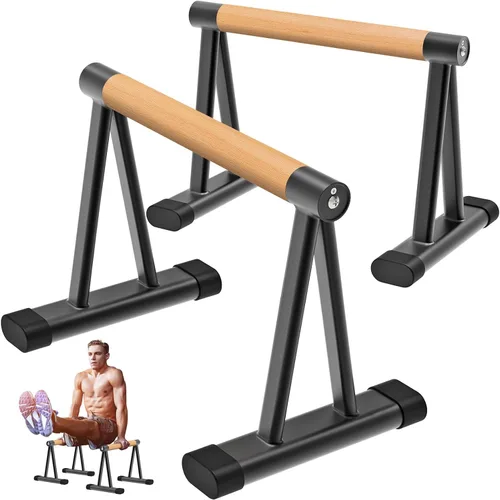 Vista 8 de Dolibest Push Up Bar, 12'' High Parallettes Bars with 8 Rubber Feet & Foam Handle, Dip Bars with Stable Triangle Base for Calisthenics, Handstand