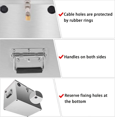 Vista 4 de Caja de batería Peastorm para remolque, RV, marina - Kit de reubicación de batería de acero inoxidable impermeable de 12V para barco, motor