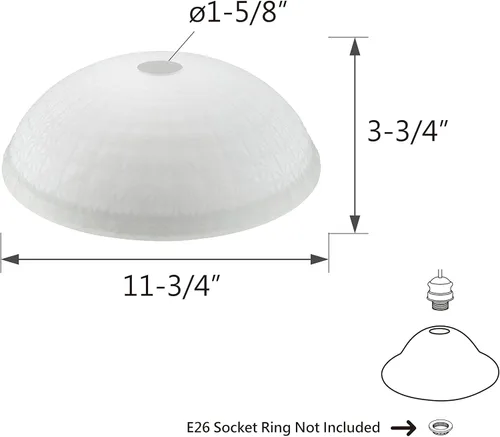 Vista 3 de Aspen Creative 25304-76-1 - Pantalla de vidrio esmerilado con patrón de diamante para lámpara de base media, lámpara y colgante, 11-3/4 pulgadas
