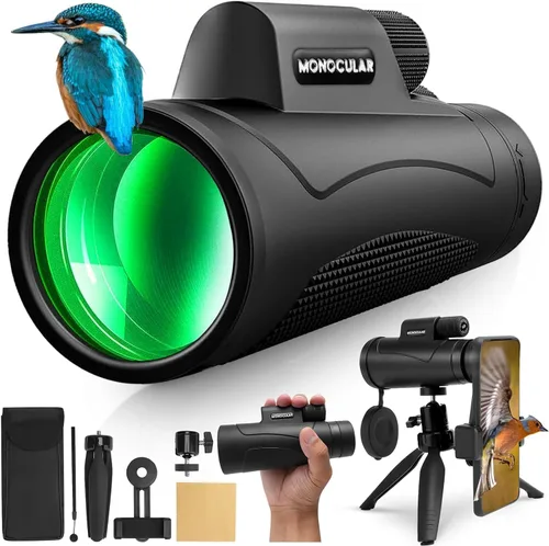 Asacam® 2025 Actualización - Telescopio monocular 80x100 de alta potencia para smartphone, monoculares HD para adultos con adaptador/trípode para