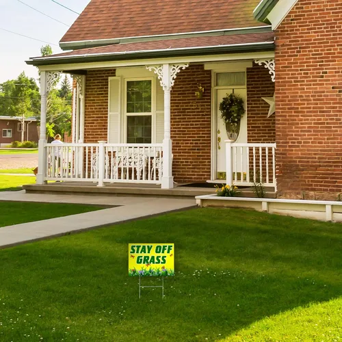 Vista 7 de 2 carteles de "Stay Off Grass para patio, 8x12 DS Coroplast Keep Off Grass Sign, Curb Your Dog Signs for Lawn