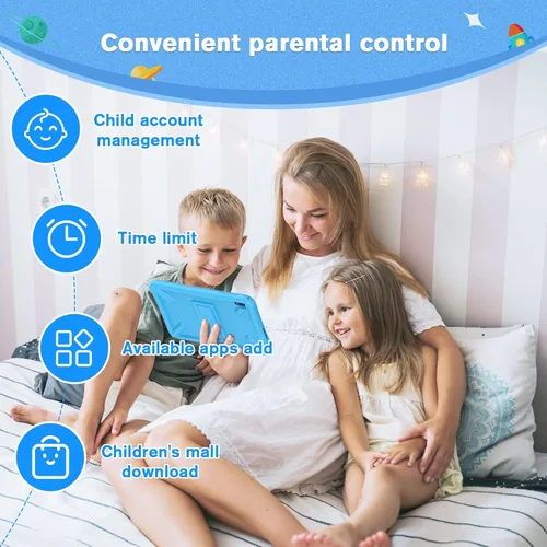 Vista 2 de Tablet infantil de 10 pulgadas, tableta Android 11 para niños, 32 GB de ROM, procesador de cuatro núcleos, pantalla IPS HD, control parental, WiFi