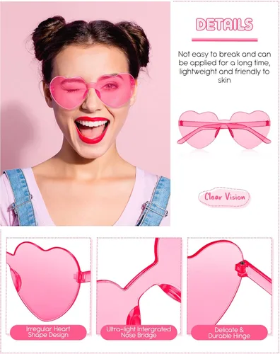Vista 3 de Colzzy 16 Pair Heart Shaped Sunglasses Bulk Witch Birthday Party Sunglasses Candy Color Eyewear for Party Women