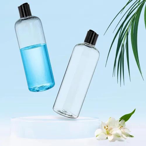 Vista 6 de Peohud Paquete de 20 botellas vacías de plástico transparente de 16 onzas con tapas abatibles con tapa de disco, botellas de champú recargables