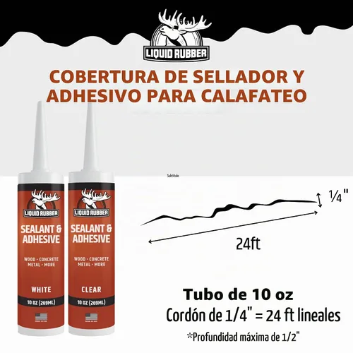 Vista 6 de Liquid Rubber Caulk - Adhesivo de silicona híbrida y sellador protector, transparente, 1 paquete Claro