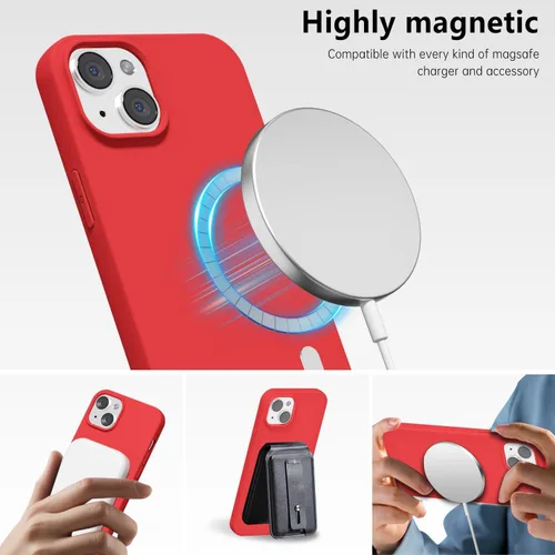 Vista 271 de oakxco Funda de silicona para iPhone 12 Pro Max, magnética, compatible con carga inalámbrica Magsafe, cubierta protectora de goma suave y delgada