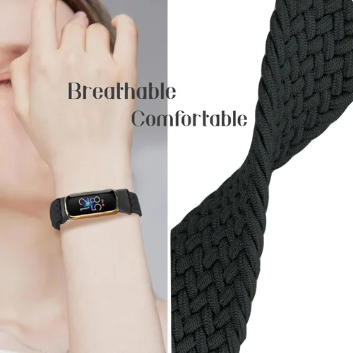 Vista 3 de LHXYUO Paquete de 4 correas deportivas trenzadas elásticas ajustables compatibles con Fitbit LuxeLuxe Special Edition, correas elásticas de bucle