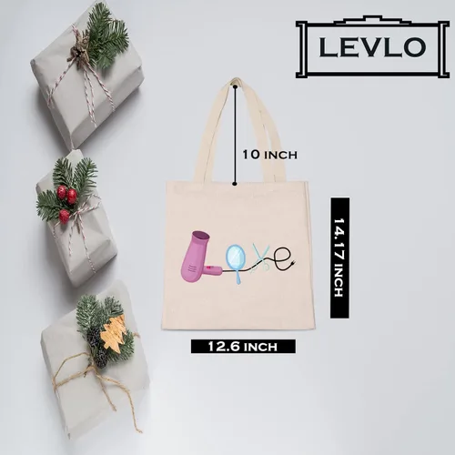 Vista 4 de LEVLO Bolsa de compras para estilistas, regalo para peluquería, objetos, tarot, barbería, reutilizable, bolsa de mano para mujeres, BFF