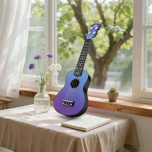 Vista 8 de Ukelele Soprano MUSTAR, Ukelele de Tilo de 21 Pulgadas para Principiantes, Kit de Ukeleles con Bolsa de Concierto, Correa, Púas, Paño, Adhesivo