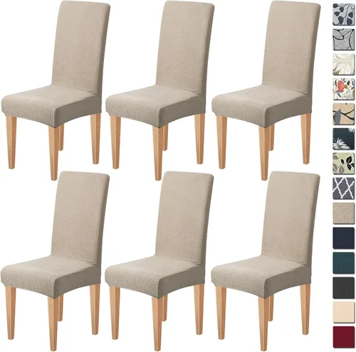 Vista 49 de Dioxide Fundas de Silla de Alto Estirar para Sillas de Comedor, Juego de Fundas de Silla de Comedor Lavables de 4, Fundas de Asiento de Silla