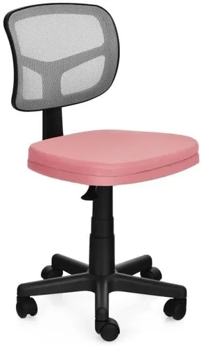 Vista 10 de Silla de trabajo ergonómica tapizada sin brazos, silla de oficina de malla ajustable en altura ajustable, silla de escritorio para computadora