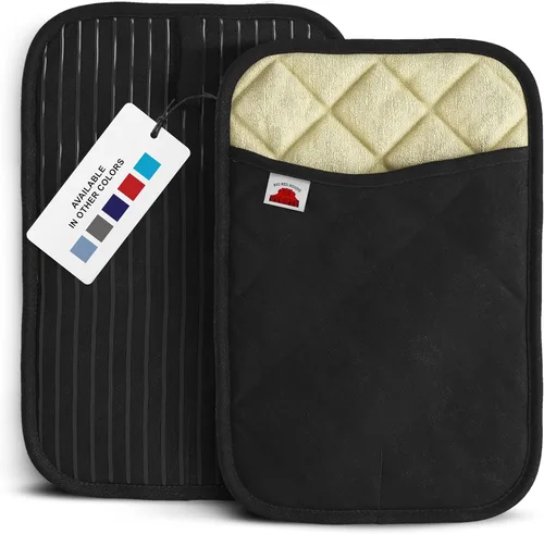 Big Red House - Juego de 2 soportes de silicona para ollas - Juego de 2 negros - 10 x 3 - Resistente al calor hasta 536 F / 280 C protectores de