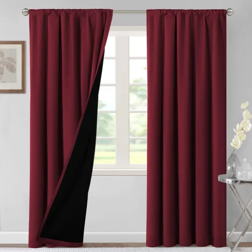 Vista 63 de H.VERSAILTEX Cortinas 100% opacas para dormitorio, 42 pulgadas de ancho x Gris paloma