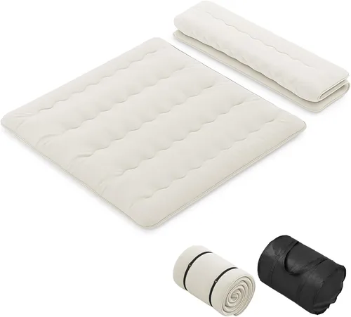 Vista 29 de KOMFOTT Colchón japonés de suelo, colchón futón enrollable de 4 pulgadas con funda lavable y bolsa de almacenamiento, colchón portátil