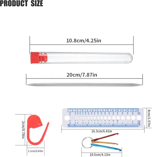 Vista 3 de woshilaoDS 35 piezas de juegos de agujas de tejer de doble punta, agujas de tejer de metal de acero inoxidable de 20 cm/7.8 pulgadas con doble punta