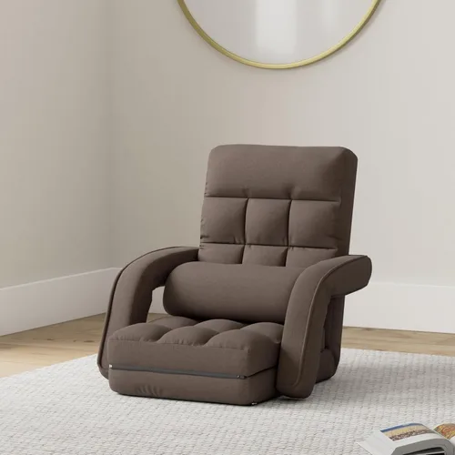Vista 2 de FLOGUOR Silla de piso ajustable de 14 posiciones, tumbona para interiores, sofá perezoso plegable con reposabrazos y una almohada acolchada