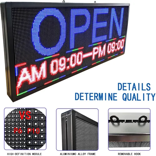 Vista 3 de Letrero LED HS Desplazante Programable, Pantalla de Letreros de Neón Digital Abierto para Exteriores Impermeable, Tablero de Mensajes Electrónicos