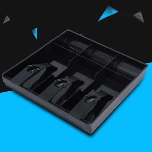 Vista 8 de Bandeja de inserción de caja registradora con 3 compartimentos para facturas y 3 para cajón, bandeja de inserción resistente, ligera y (negro)