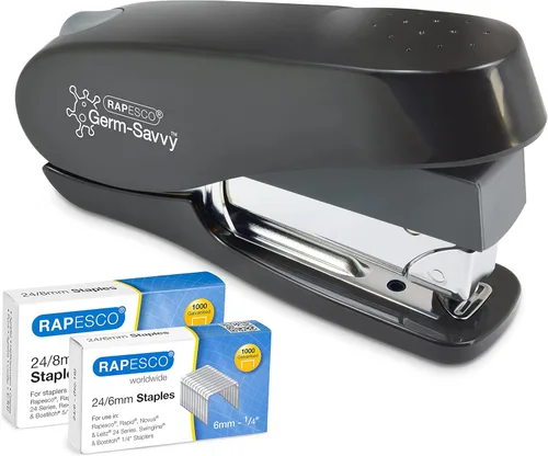 Rapesco 1466 ECO Luna Less Effort Grapadora con 2000 grapas, capacidad para 50 hojas, color negro