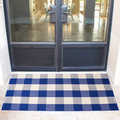 Vista 13 de Winwinplus Buffalo - Alfombra de algodón tejida a cuadros de 23.6 x 35.4 pulgadas, lavable para interiores y exteriores, para puerta, sala de estar