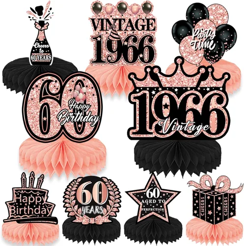 Vista 20 de Decoraciones de cumpleaños número 40 para mujer, 9 piezas, decoraciones de fiesta de cumpleaños rosa, decoraciones de feliz cumpleaños 40