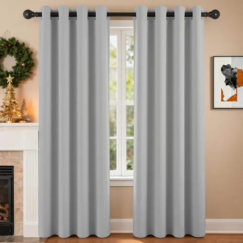Vista 21 de Cortinas de oscurecimiento de habitación de 45 pulgadas de largo para dormitorio y sala de estar, cortinas térmicas aislantes con ojales