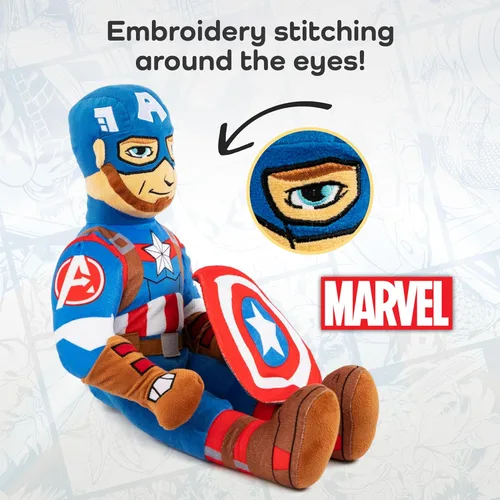 Vista 4 de Jay Franco Marvel Super Hero Adventures Cojín de peluche de Capitán América para niños de microfibra de poliéster súper suave, 20 pulgadas
