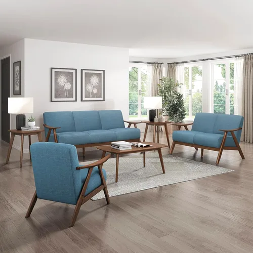 Vista 8 de Lexicon Silla de Acento Moderna de Mediados de Siglo con Marco de Madera Sólida en Acabado de Nogal, Sillón de Descanso con Brazos Tapizado