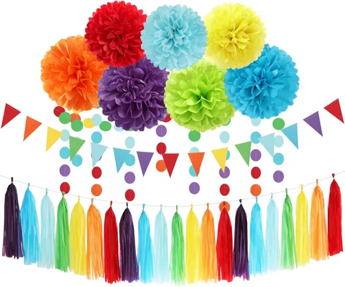 Vista 14 de Nuestra marca Ouruola - Paquete de decoración para fiestas de baby shower boho - 28 piezas de decoración de cumpleaños, boda, despedida de soltera