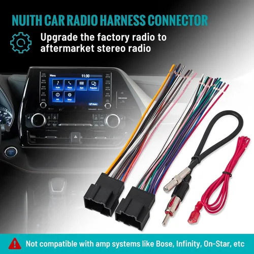 Vista 2 de NuIth Conjunto de Cables de Radio con Adaptador de Antena Compatible con Chevrolet 08-15 Express/07-14 Silverado/Sierra/Suburban, GMC 07-14 Yukon