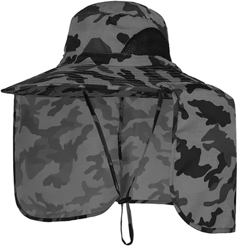 Vista 8 de Sombreros de protección solar para exteriores, gorra de pesca con solapa para el cuello, sombrero de ala grande para exteriores