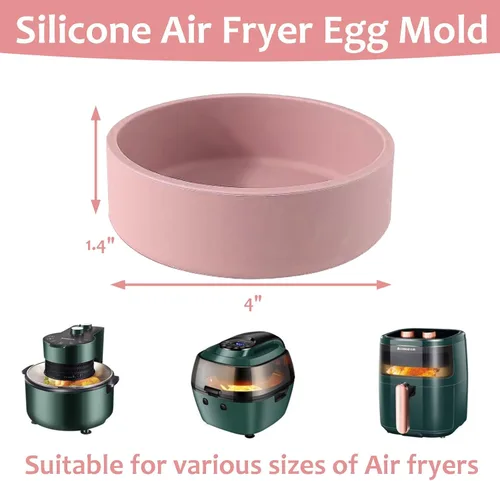Vista 2 de Sartén de silicona para freidora de aire, 3 piezas, molde de huevo reutilizable, moldes para mordeduras de huevo, sartén antiadherente individual
