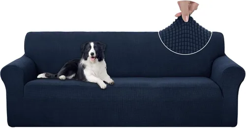 Vista 94 de U-NICE HOME Funda elástica para sofá, lavable, protector de muebles para sofá de 3 cojines, apta para mascotas (sofá, beige)