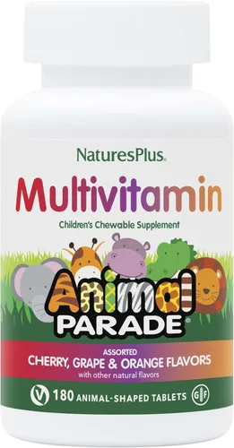 Vista 9 de Natures Plus Animal Parade - Multivitamínico masticable para niños, 90 tabletas en forma de animal, sabores surtidos naturales, vegetariano, sin
