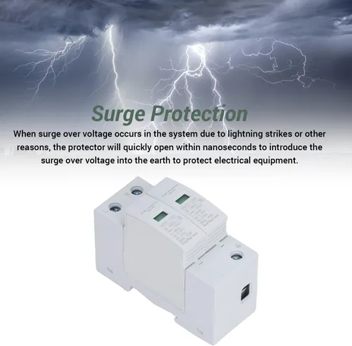 Vista 5 de Protector fotovoltaico contra sobretensiones para toda la casa, 275 V, 2 p, 100 KA, monitoreo de bajo voltaje, pararrayos Dispositivo de protección