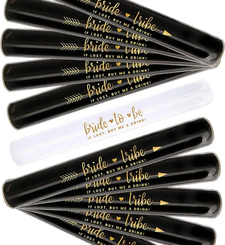 Vista 7 de Pop Fizz Designs Pulseras de despedida de soltera Recuerdos de despedida de soltera Regalos de tribu de novia (negro)