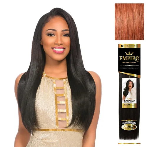 Vista 23 de Empire Yaki – 100% pelo humano Remy, tejido suave Yaki con aceite de argán, Sensationnel