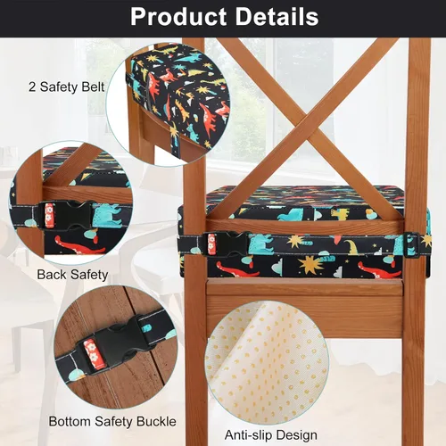 Vista 2 de Asiento elevador para niños pequeños para silla de cocina, mesa de comedor, lavable, grueso, resistente, silla elevadora portátil para niños