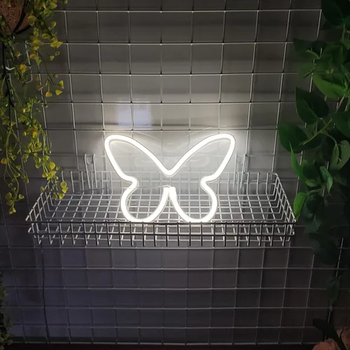 Vista 3 de JYWJ Letrero de neón de mariposa, luz de neón con pilas USB o 3 AA, decoración de mesa LED, decoración de pared de dormitorio, regalo de cumpleaños