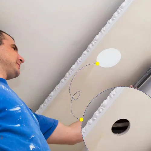 Vista 6 de Sosation 6 piezas de placa de techo cubierta de agujero de pared, placa plana de plástico en blanco con 48 piezas de cinta adhesiva de doble cara