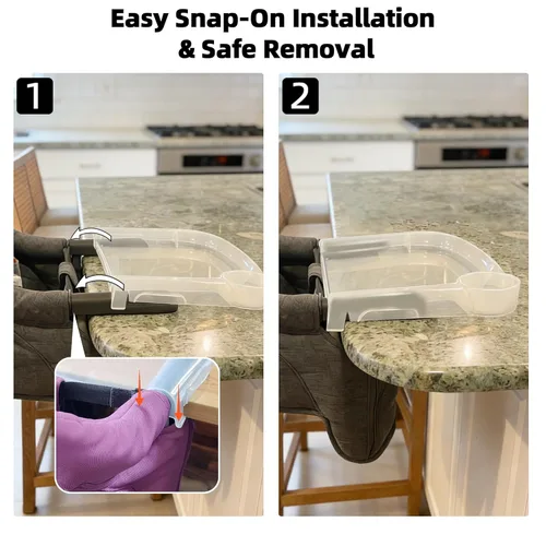 Vista 5 de Bandeja de comedor de plástico transparente compatible con silla de mesa rápida Ingle-sina para uso doméstico y restaurante, bandeja de alimentación