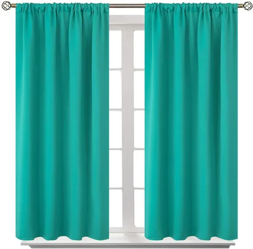 Vista 18 de Cortinas opacas con bolsillo para barra, para oscurecer la habitación, con aislamiento térmico, para sala, comedor, sala de estar, abiertas, 100%