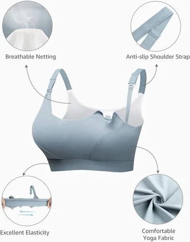 Vista 8 de HOFISH Nursing Bras for Breastfeeding Nursing Sports Bra with Support Racerback Maternity Bra Medium Impact