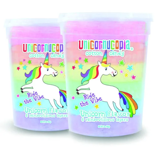 Vista 9 de Unicornucopia Algodón de azúcar – Paquete de 3 – 6 sabores de azúcar de algodón arcoíris – Unicornio fiesta de cumpleaños favores dulces para bolsas