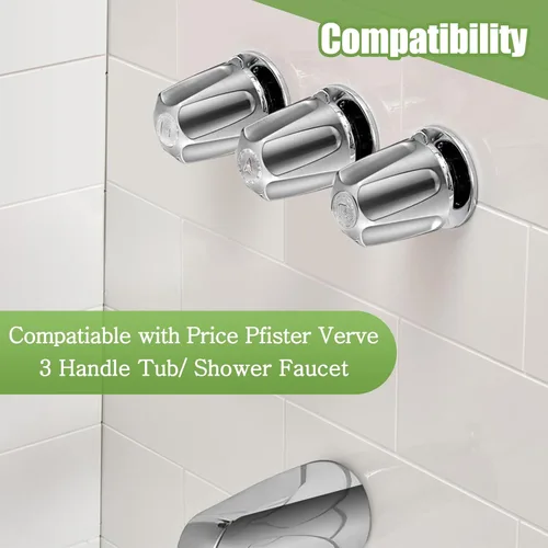 Vista 2 de Dreyoo Pomo de ducha de metal de 3 piezas de repuesto compatible con Price/Pfister Verve Tub Shower - Kit de remodelación de mango de grifo